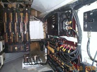 The port electronics bay of The Princess Anne. Mirrored on the starboard side of the craft, these two bays really show the age of the SRN4s in terms of the technology they use. Many of the components in this bay and on the craft were no longer manufactured by the end of their running lives, and so had to be hand crafted by Hoverspeed engineers.